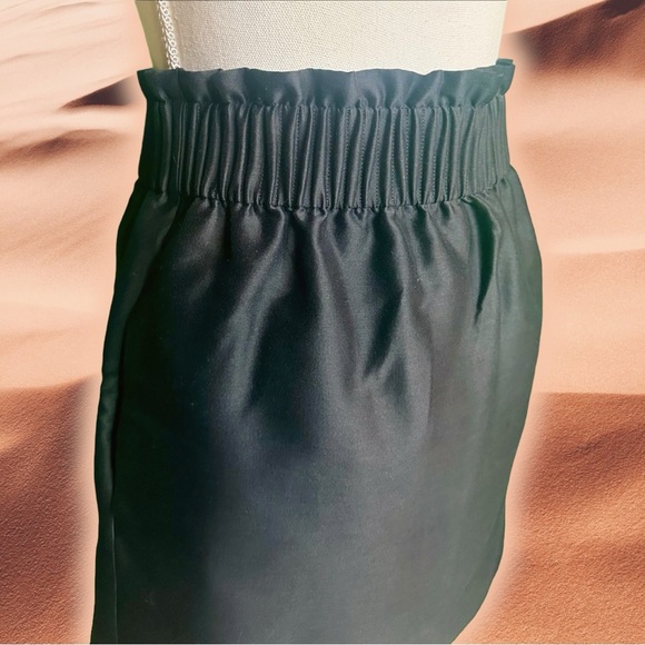 COS Black Silk & Linen Blend Elastic Waist A-Line Mini Skirt Size 4 - Picture 4 of 12